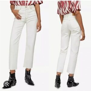 Anine Bing Jackie Straight Leg White Jeans Size 27